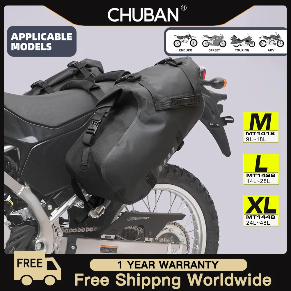 

2 Pcs Elite Universal Motorcycle Side Pannier Bag 18L/28L/48L Waterproof Motor Riding Luggage Storage Travel Saddle Bag Pro