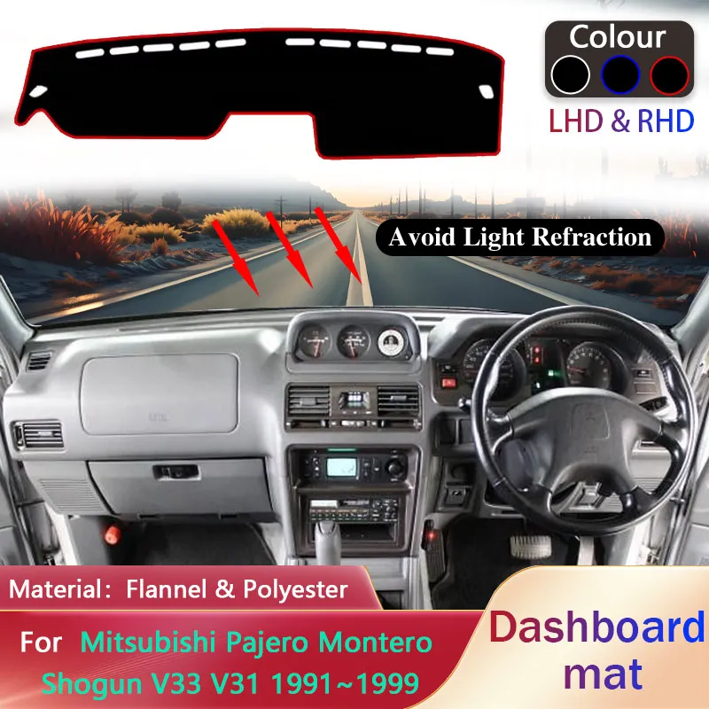 Car Dashboard Pad for Mitsubishi Pajero Montero Shogun V33 V31 1991~1999 Liner Anti-Slip Mat Sunshade Carpet Cover Accessories