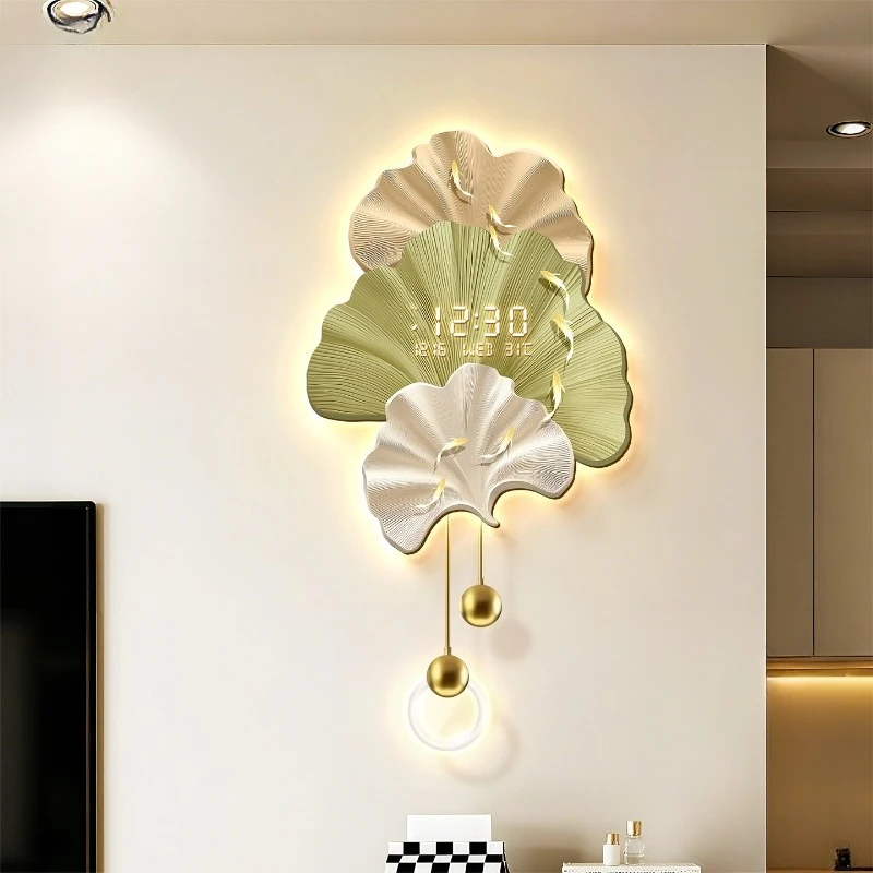 Fashion Simple Wall Clocks Aesthetic Modern Minimalist Chinese Style Clock Wall Luxury Led Horloge Murale Ornaments Home Decor