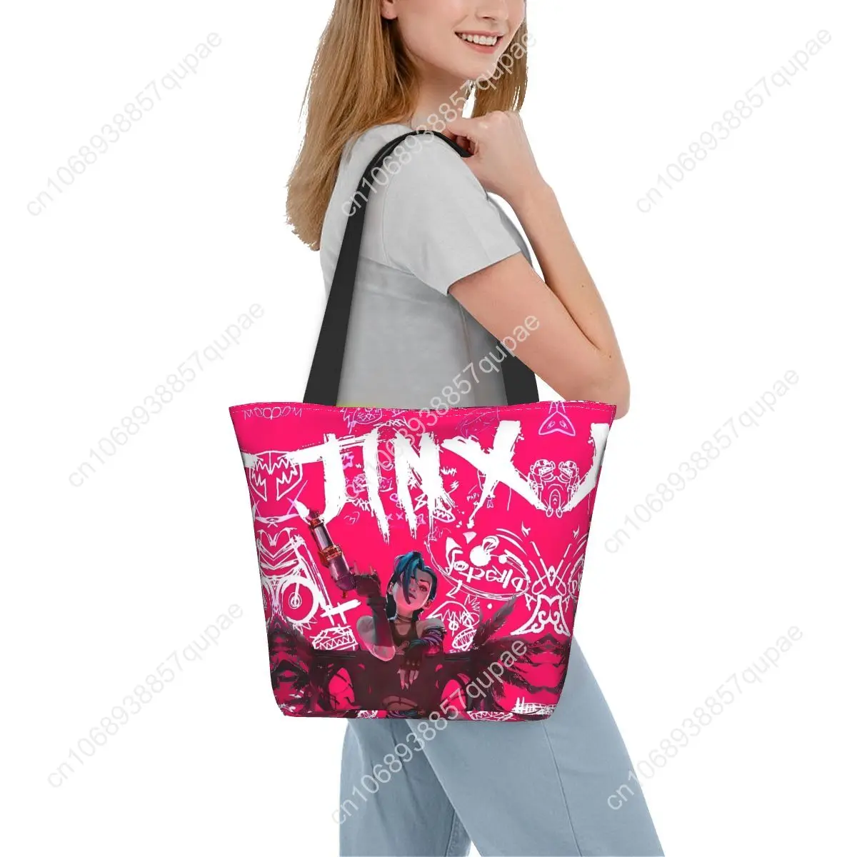 Arcane Anime Jinx Top Handle Bags Zipper Opening Reusable Large Capacity Accessories For Female Street Tote Bags