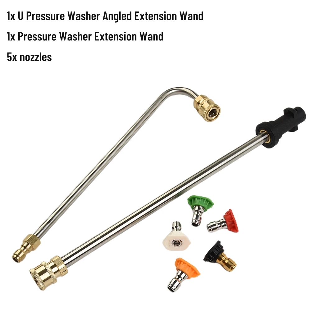 /5 /Nozzles /Set 1/4 Inch Angled Extension Wand For K2-7 Pressure Washer Gutter Roof Cleaning Stainless Steel Accessories