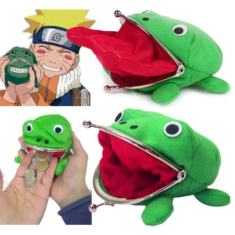 Cartoon Anime Frog Coin Purse Cosplay Props Frogs Wallet Manga Flannel Mini Cute Opening Purses Holder Bag For Adults Kids Gifts