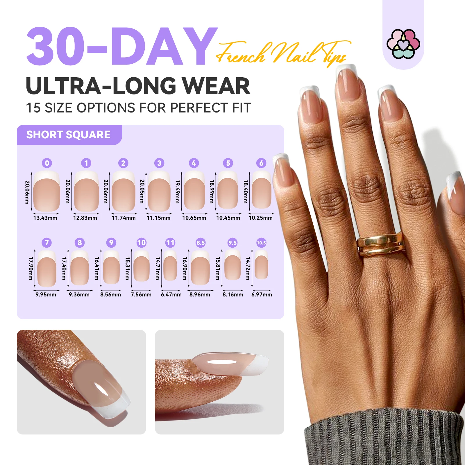 SAVILAND 150PCS French Tip Press on Nails Short Square Full Cover Fake Nails Acrylic Nude False Nails Salon Quality for Women