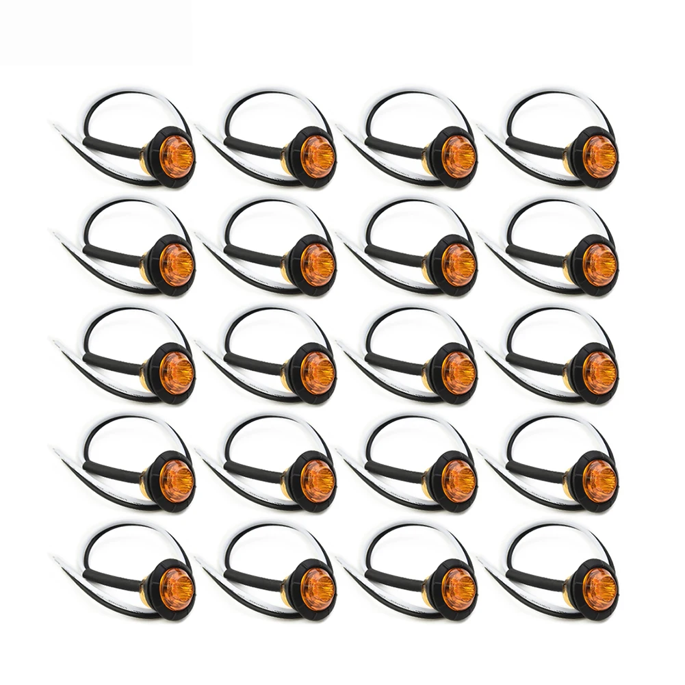 

20pcs Truck Trailer Side Clearance Marker Lamp 3/4 Inch Round Amber LED Light Truck Trailer Side Clearance Marker Lamp