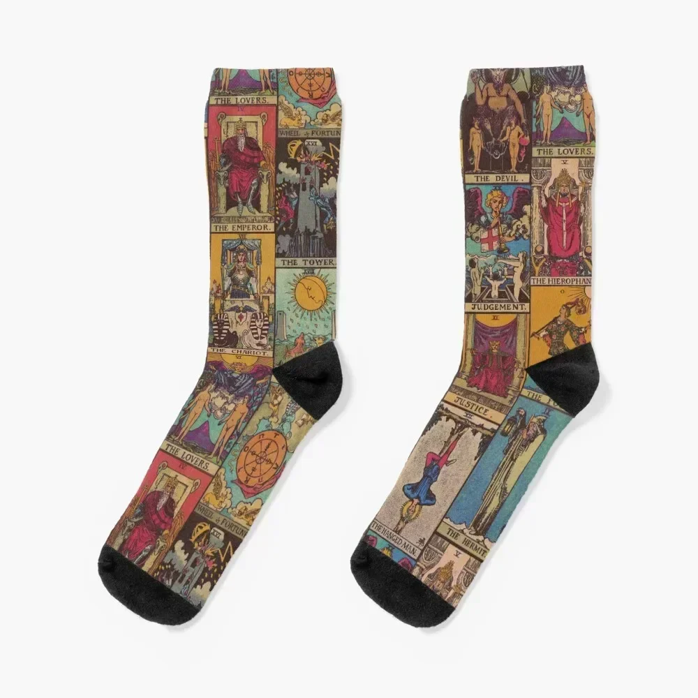 

The Major Arcana of Tarot Vintage Patchwork Socks anti slip football Novelties aesthetic custom Socks Male Women's