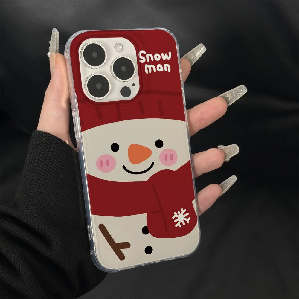 SEIRASSIM cute cartoon snow man shockproof phone case for iphone 16 pro max 15 plus 14 13 11 12 back cover for iphone xr xsmax x