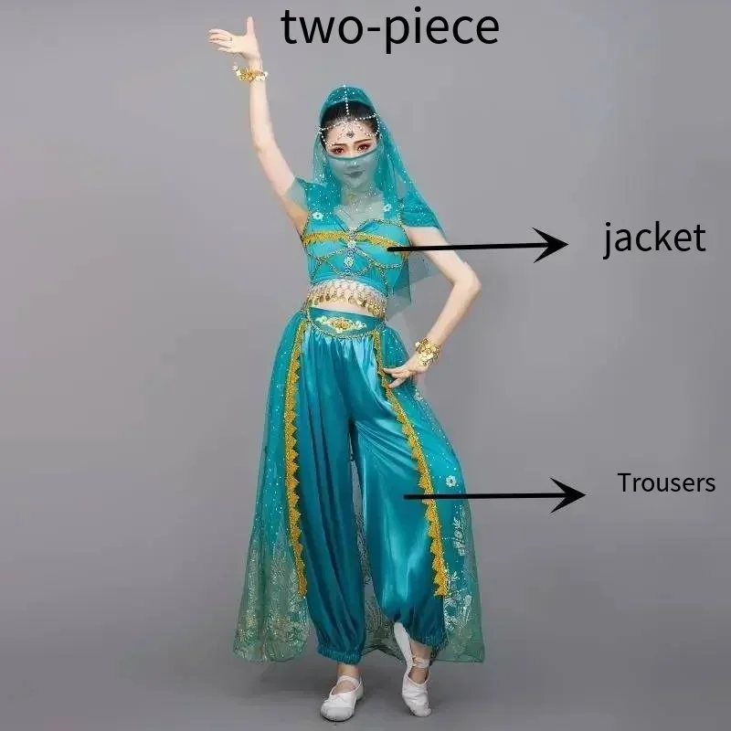 Festival Arabian Princess Costumes Indian Dance Embroider Bollywood Jasmine Costume Party Cosplay Jasmine Princess Fancy Outfit