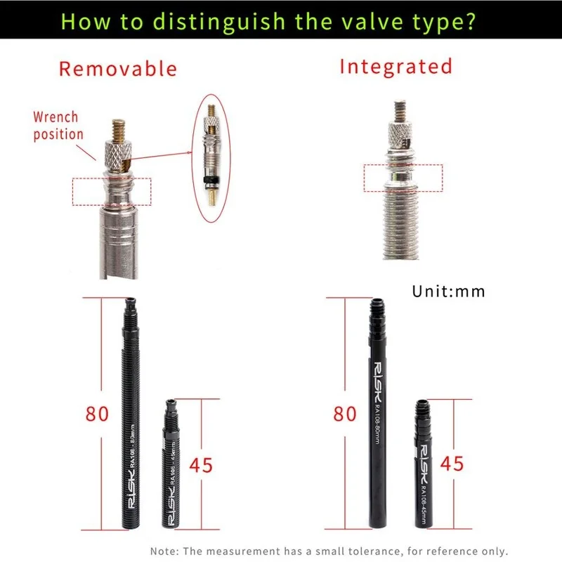 Presta Vavle Extender Geïntegreerde/Verwijderbare 45Mm 80Mm Fiets Binnenbanden Kleppen Moer Extension Met Core Wrench aluminium
