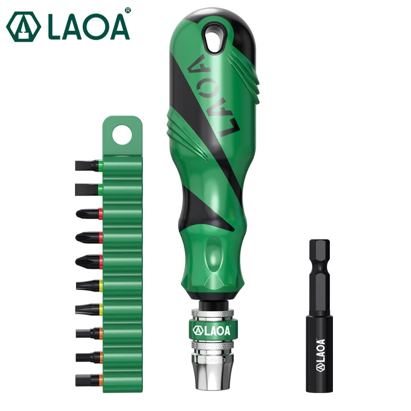 LAOA 10-in-1-Schraubendreher-Sets, magnetische Schraubendreher-Bits mit Schnellverschluss, Kreuzschlitz-Schraubendreher, Verlängerungsstange, Haushaltsreparaturwerkzeug