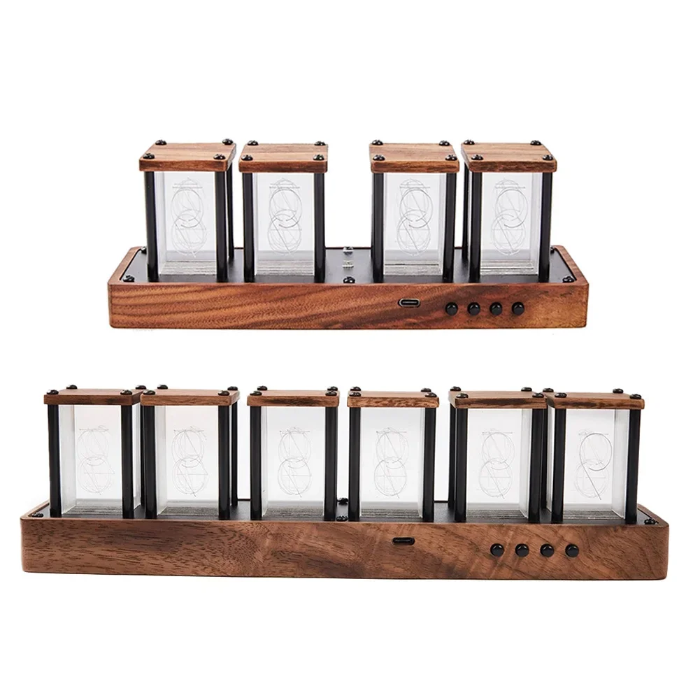 2025 Retro Style Wood RGB LED Glow Tube Clock 4-Digit 6-Digit Desktop Timepiece= Kit For Hobbyists And Gifts Ideas=