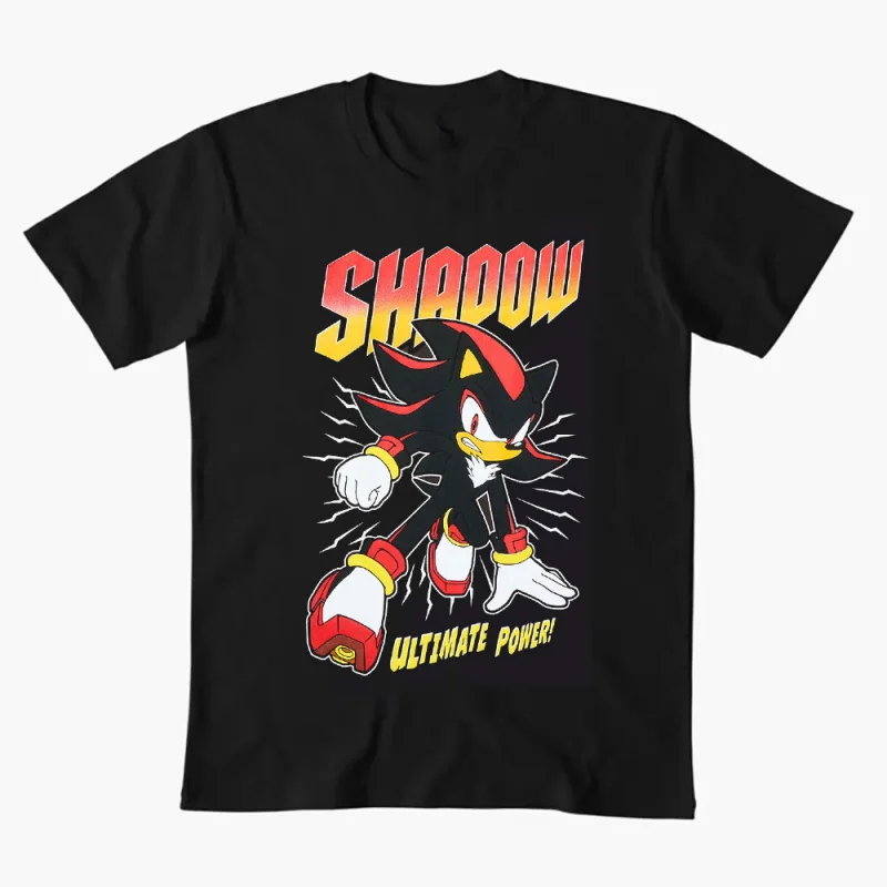 

0308 Sonic Shadow The Hedgehog Character Anmie Graphic T-Shirt Y2K clothes Cute Cartoon print Short Sleeve tee All size tops