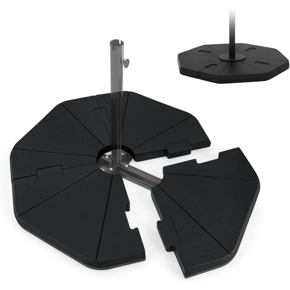 

4-Piece Patio Umbrella Base, 208 lbs Heavy Duty Offset Cantilever Umbrella Stand, Water & Sand Fillable Hexagonal Base