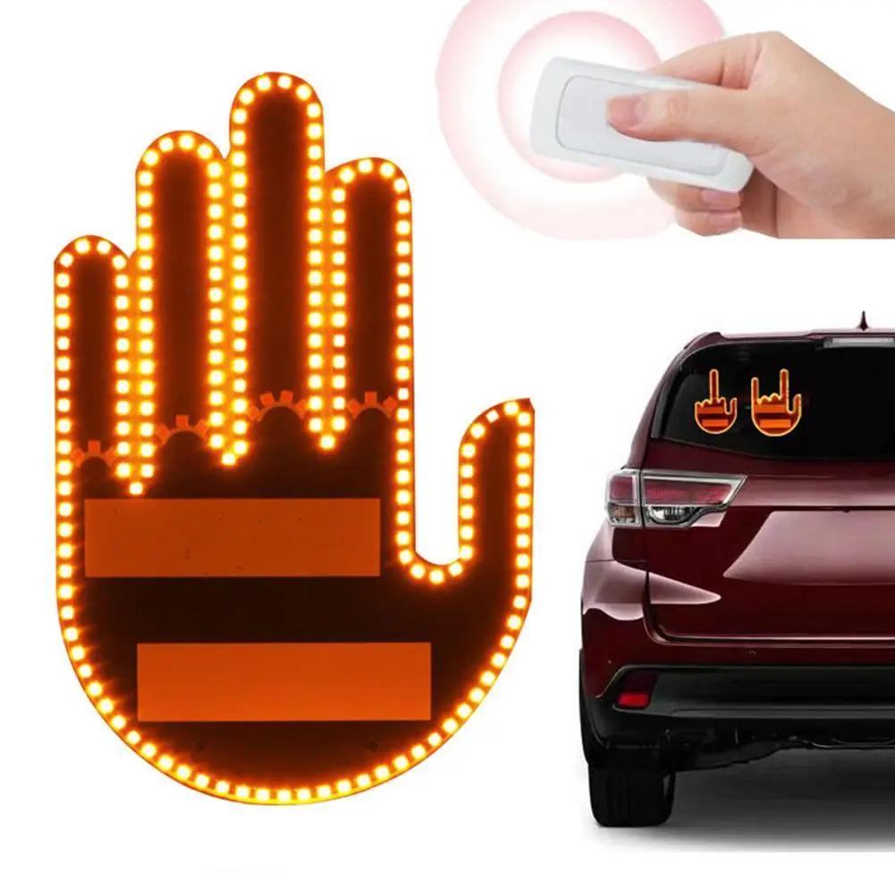 1Set Fun Three Models Gesture Lamp Car Interior Hand Middle Windshield Gesture Light Warning Finger Led Sign Brake Rear