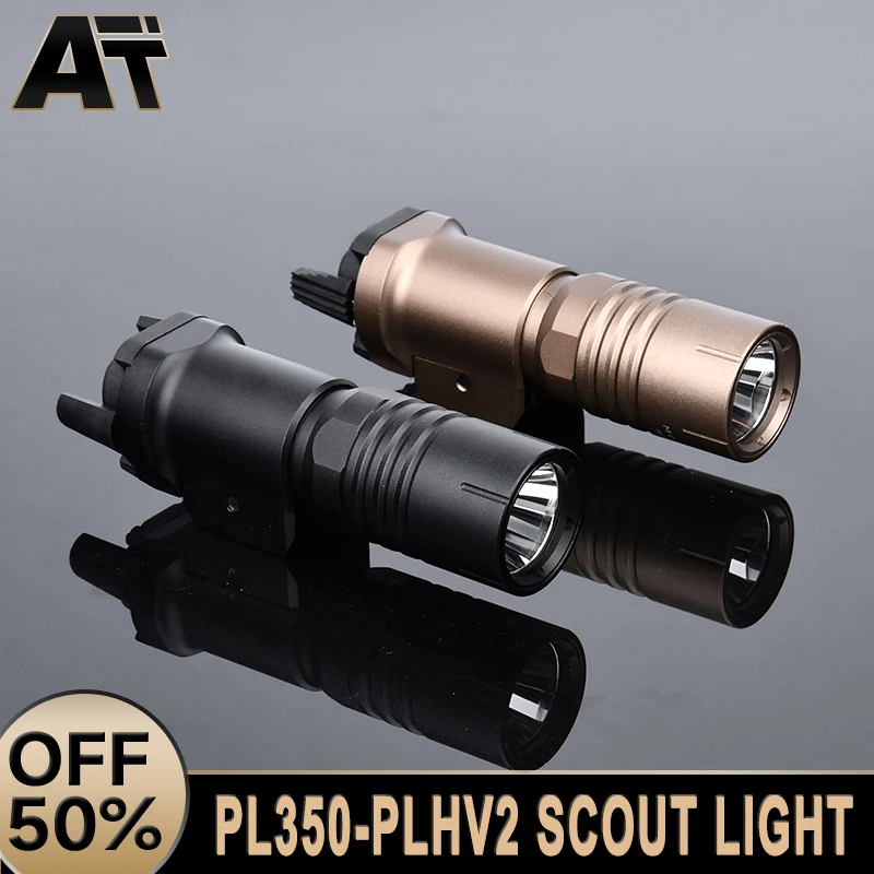 Tactical PL350 PLHv2 Metal Flashlight High Power 1000 Lumens White LED Hunting Airsoft Weapon Scout Light Applicableto 20mm Rail