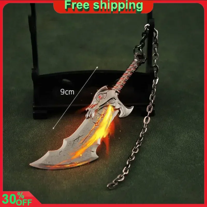 

9cm God of War Weapon Blades of Chaos Runic Kratos Sword Game Periphery Metal Game Peripheral Katana Sword Model Boy Gift Toys