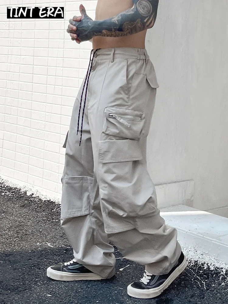 

TINT ERA Baggy Black Cargo Pants Men American Streetwear Oversize Khaki Cargo Trousers Male Pocket Loose Casual Hip Hop Workwear