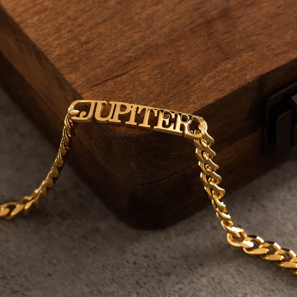 

Customized Man Bracelets Gold Stainless Steel Name Bracelet Cuban chain for men Personalized Dad Bracelets Boyfriend Gift