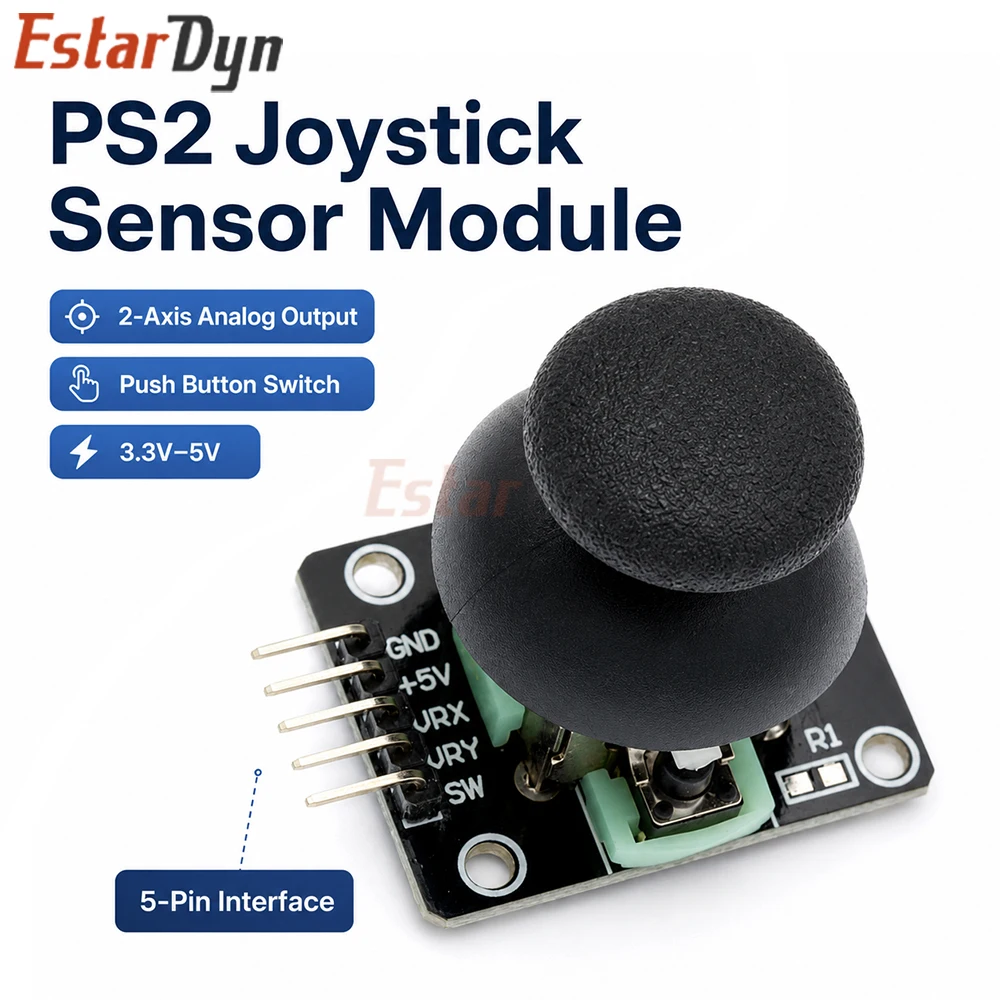 Estardyn KY-023 Dual Axis XY Analog Thumb Joystick Module 5Pin Control Lever Sensor for DIY Robot Car