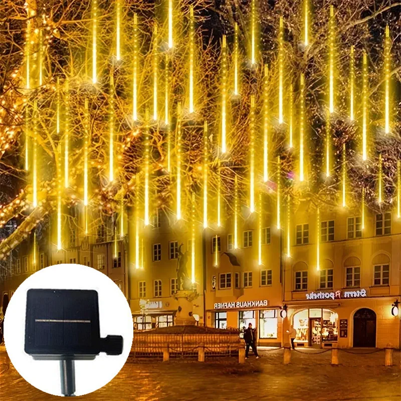 

8Tubes LED Light Solar Meteor Rain String Lights Wedding Christmas Street Tree Decoration Garden Outdoor Holiday Beautiful Light