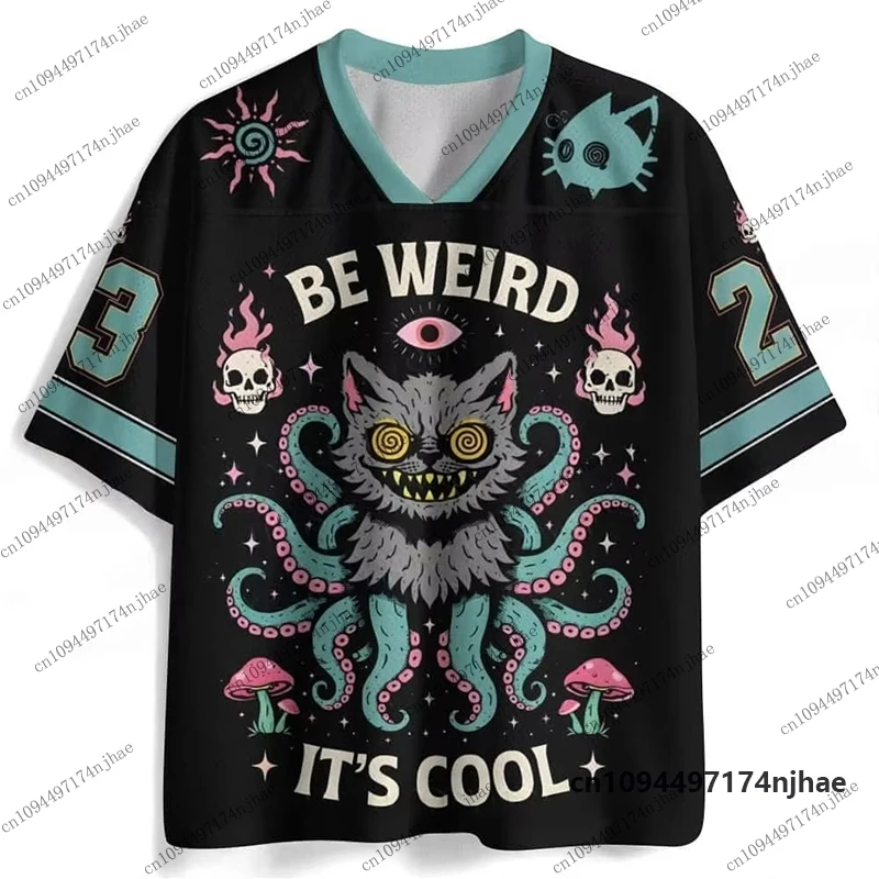 2026 New Retro Hunting Octopus Cat Dark 3D Print T-shirt For Men Summer Sports V-neck Streetwear Tees Casual Kids/Adult Tops