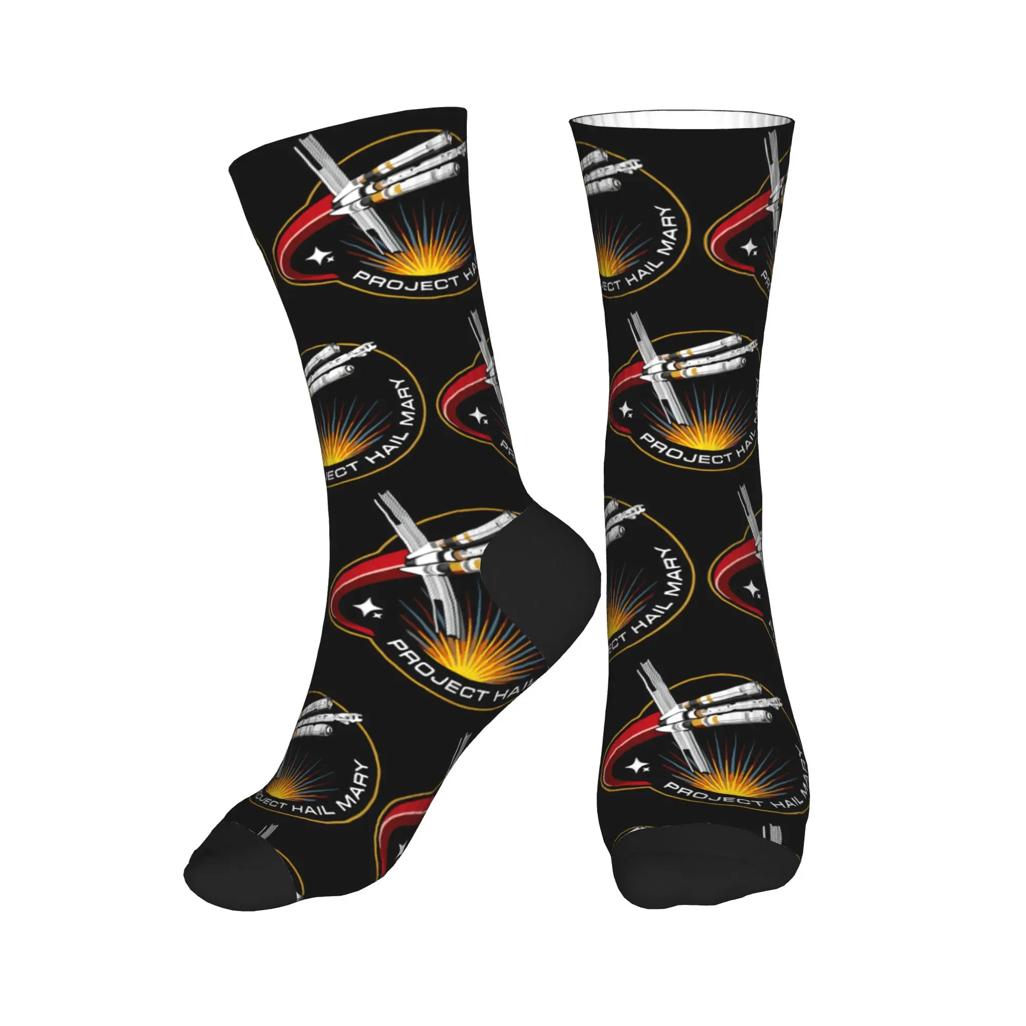 Project Hail Mary Logo Socks  Novelty Stockings Spring Non Slip Men Socks Medium Soft Design Outdoor Sports Socks