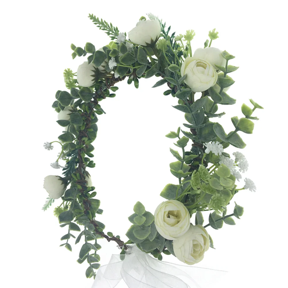 

1Pcs White Cloth Bridal Flower Wreath Elegant Hair Accessory for Wedding Party Engagement Lightweight Comfortable Headband