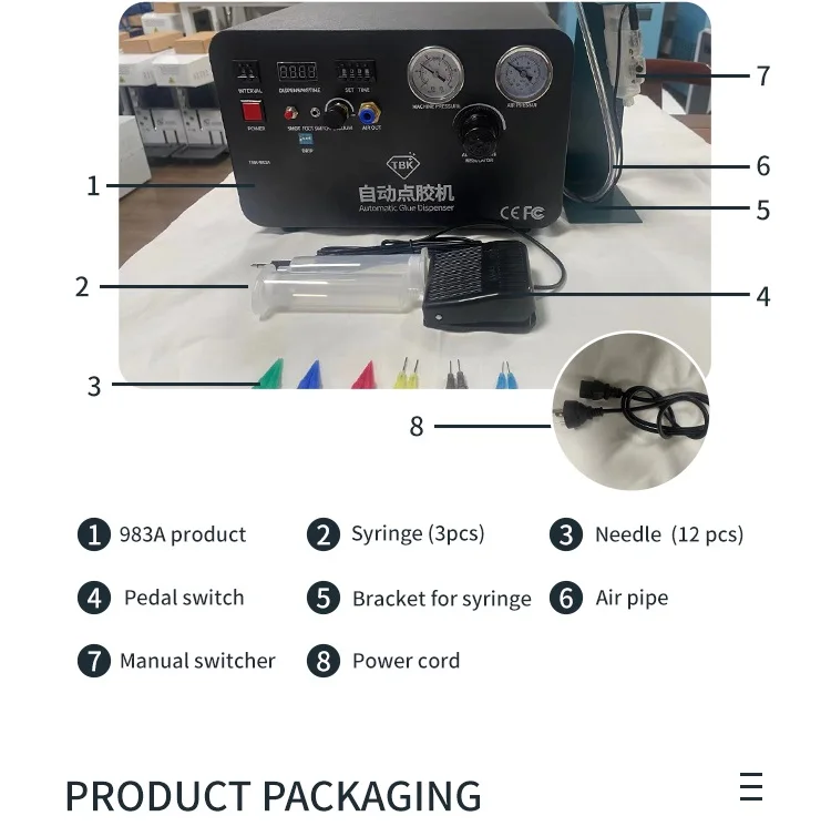 TBK-983A موزع الغراء الأوتوماتيكي المدمج في ضاغط الهواء الصامت للغاية لإصلاح الهاتف المحمول قوس نازف الغراء #5