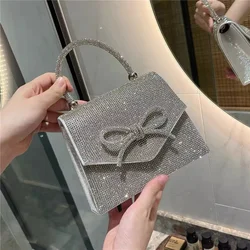 Borsa quadrata glitterata di design di lusso Borsa da sera con diamanti lucidi Borsa da donna Borsa a tracolla con pochette per festa di nozze