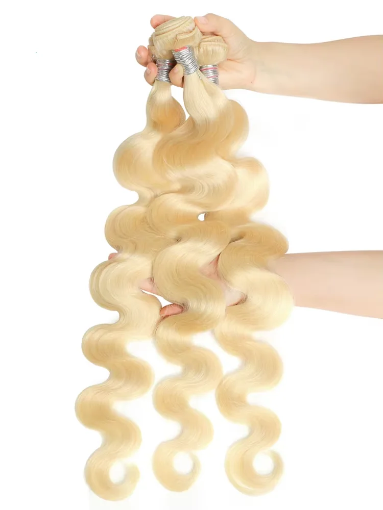 Haia-Bundles de tissage de cheveux brésiliens pour femmes, Extensions de cheveux humains, Blond miel, 3/4 Bundles