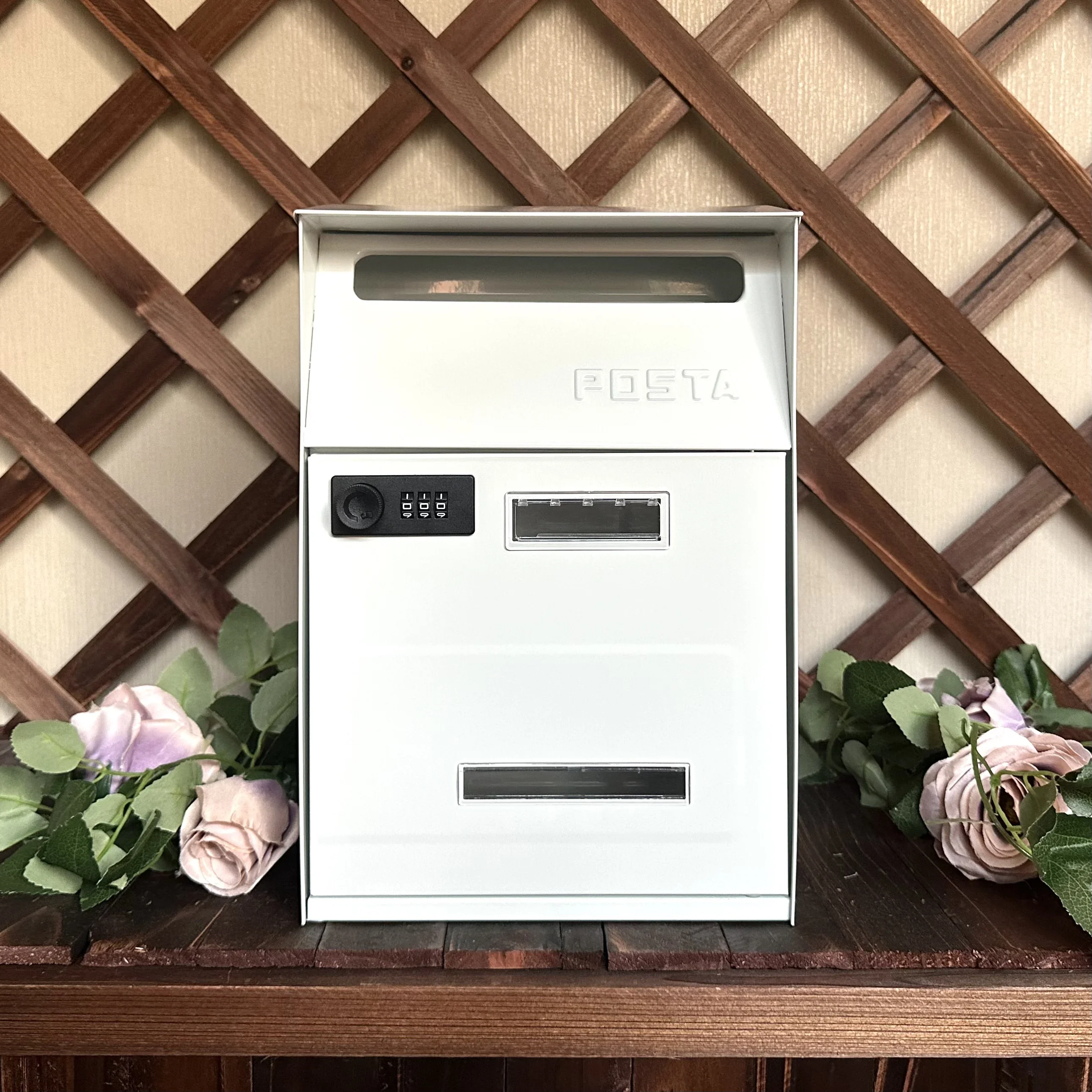 Metal Mailbox Post Lockable Mail Box Hanging Suggestion Box Front Door Gate Secure Large Storage Outdoor Decoration