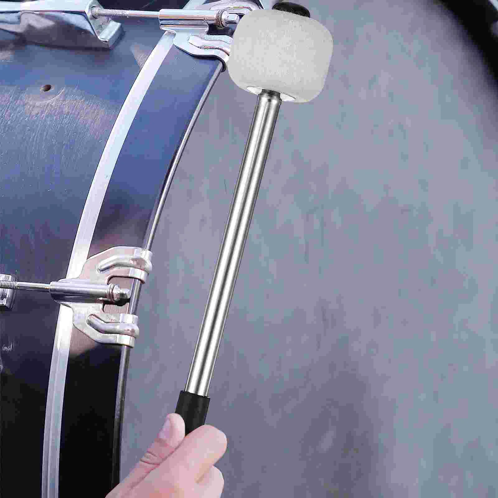 Bass Drum Stainless Steel Handle Wool Felt Head Drumstick Drum Mallet Percussion Instrument Accessory