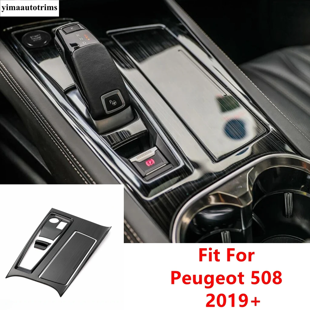 

Central Control Gear Shift Panel Water Cup Frame Decorative Sequins Cover Trim For Peugeot 508 2019 - 2022 Accessories Interior