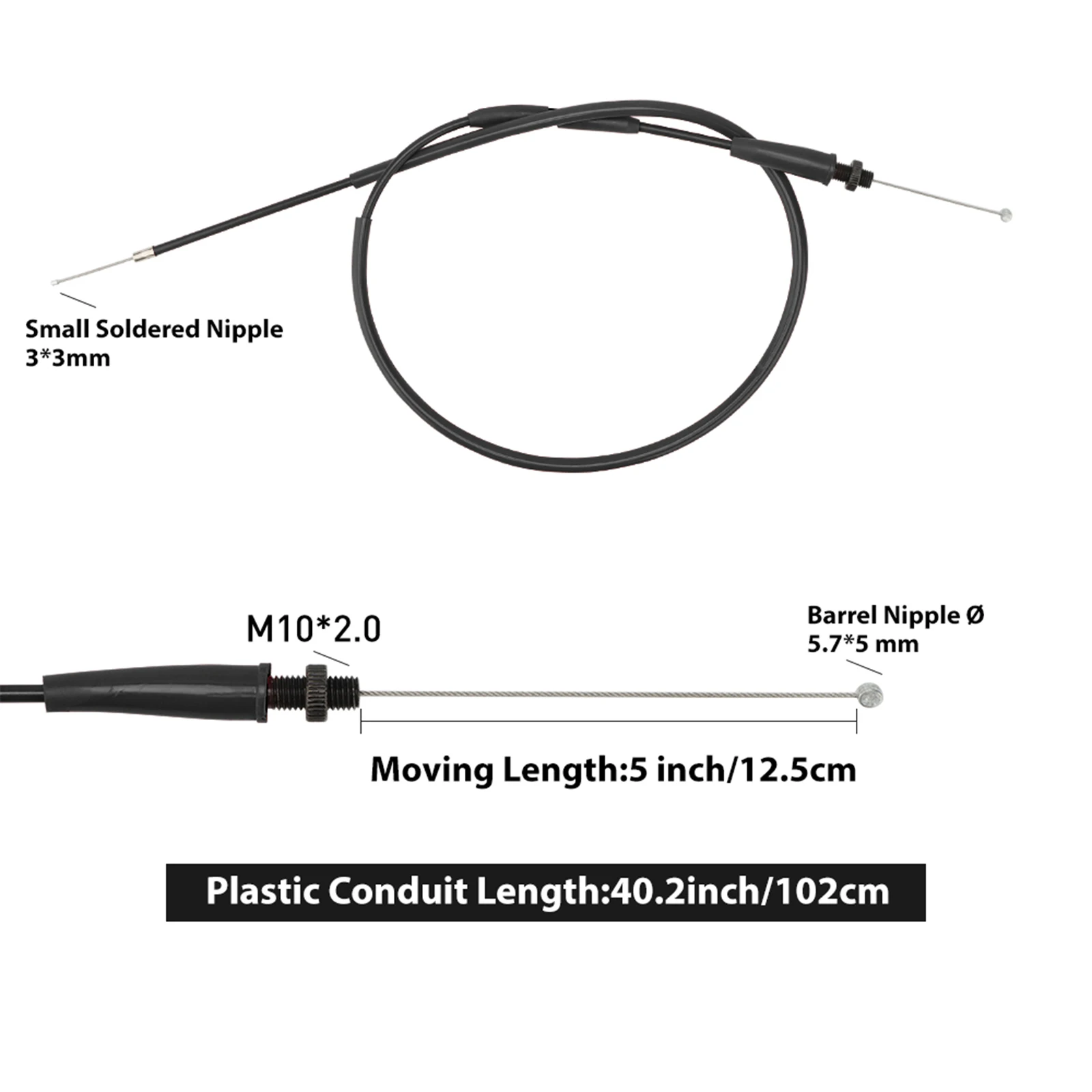 NIBBI Motorrad-Gaszug, 102 cm Verbindung, Gaspedal, verstellbares Kabel, Bewegungsabstand 12 cm, für Yamaha KTM Motor – Detail 2