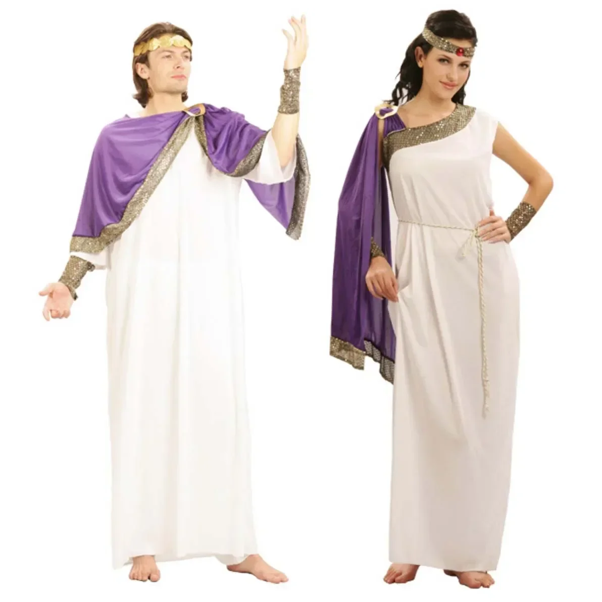 Fête d'Halloween femmes hommes empereur romain Toga Costume cosplay costumes anime cosplay