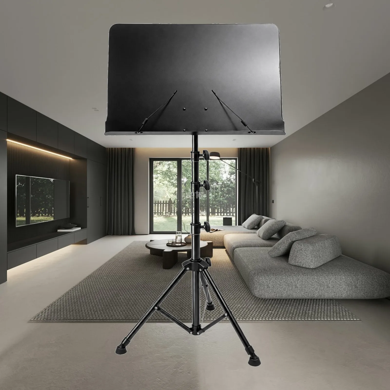 Portable Carbon Steel Music Desk Folding Stand Adjustable Height Sheet Music Fastener for Guitar Piano Practice