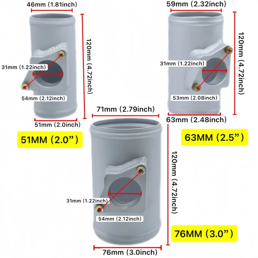 51 مللي متر/63 مللي متر/76 مللي متر تدفق الهواء الاستشعار محول كمية متر قاعدة تثبيت محول تدفق الهواء لتويوتا مازدا 6 لسوبارو سوزوكي 2 "/2.5"/3" #6