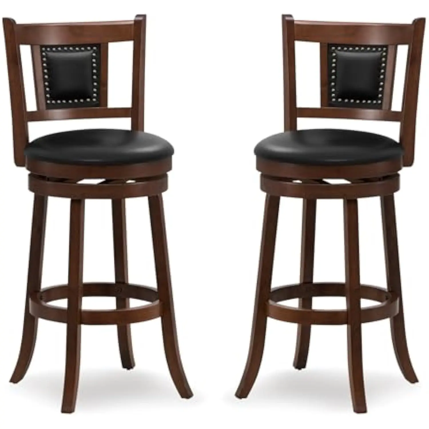 

Swivel Bar Stools Set of 2, 30.5 Bar Height Bar Stools W/Ergonomic Backrest, Soft Padded Seat, Rubber Wood Legs, Footrest, Arm