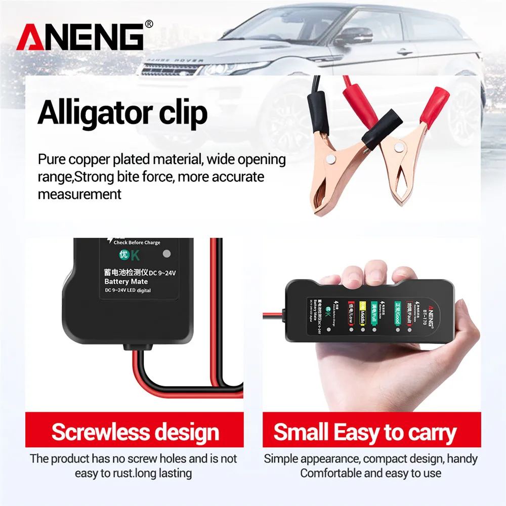 ANENG BT-170 12V Car Motorcycle Tester Fault Detector Battery Tester Digital Alternator Tester Car Diagnostic Tool Auto Repair