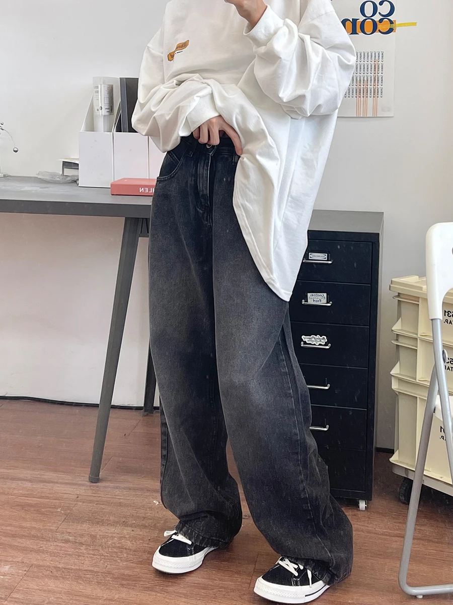 

Black Jeans Women's 2024 Spring and Autumn New Loose Bf Casual Versatile Wide Legs Straight
