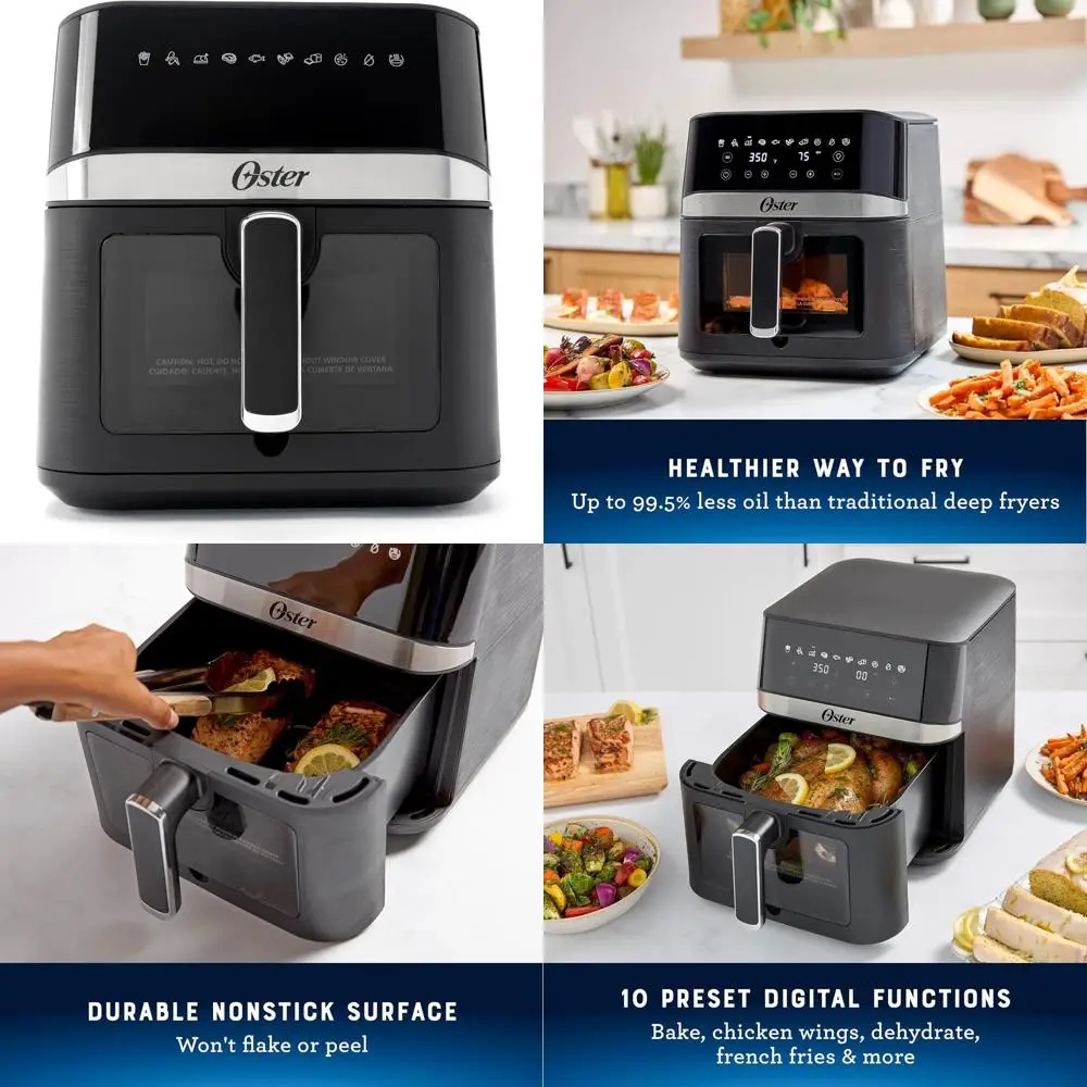 

Digital 6-Quart Air Fryer with Window, Large-Capacity Cooking for Convenience