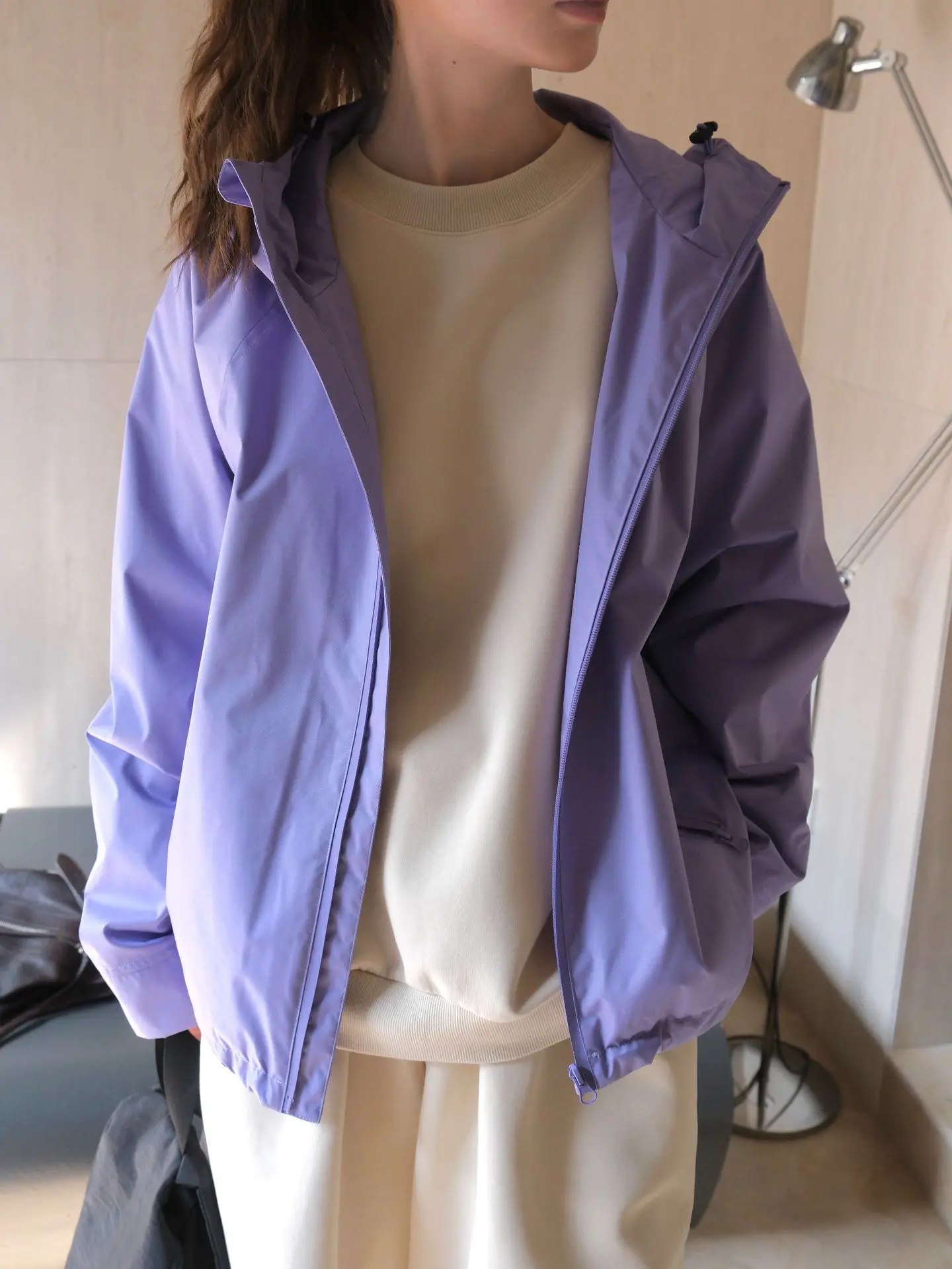 Autumn and winter women\'s casual solid color loose hooded jacket