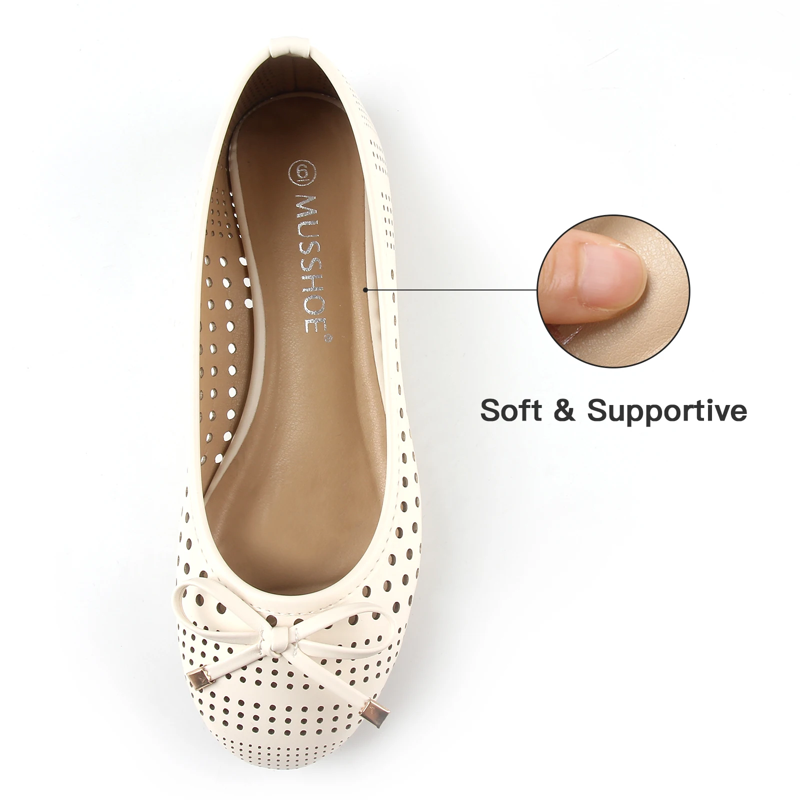 Flats Shoes Women Comfortable Bowknot Lace Breathable Ballet Flats for Women-35044