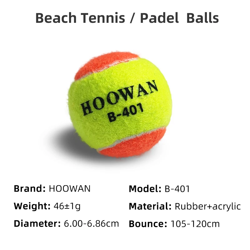 HOOWAN B-401 Beach Tennis Balls 10 Unit Standard Padel Balls 50% Pressure Training Balls