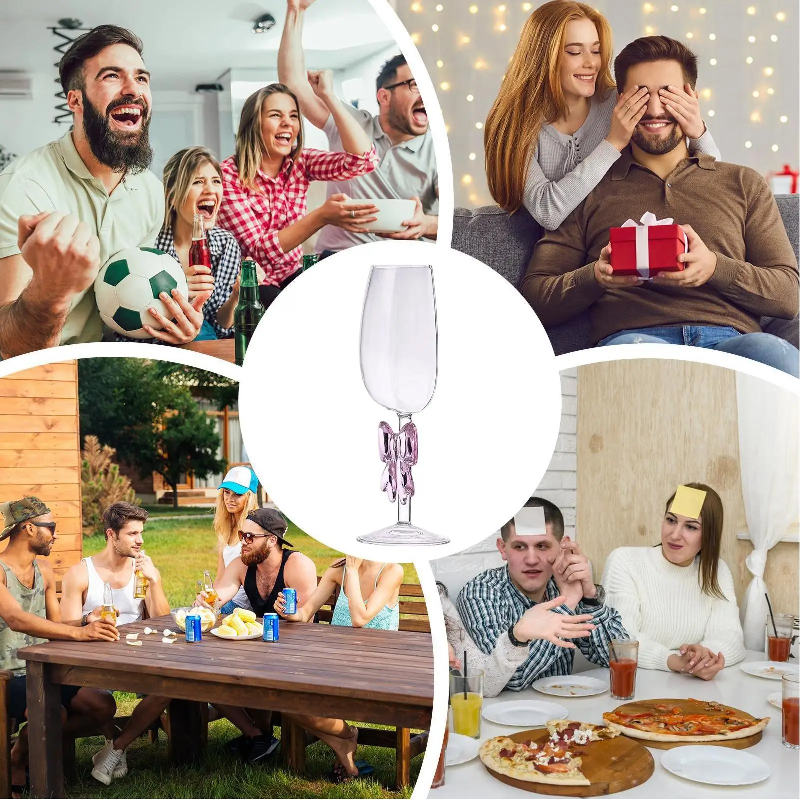Wine Glasses Bow Tie Half-Cup Clear Cocktail Glass Decorative Glassware For Bar Table Kitchen Picnics Graduation Engagement - view 4