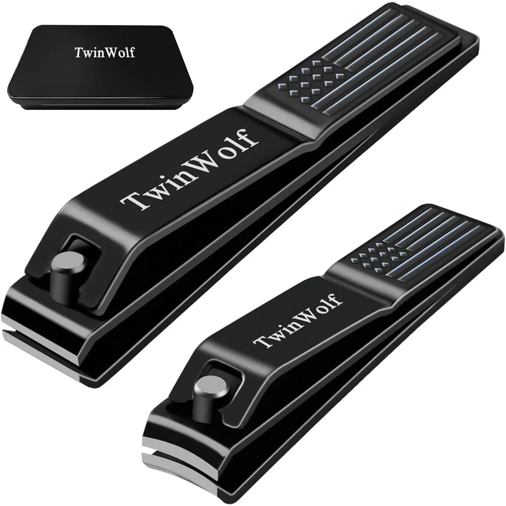 Ultra Sharp Stainless Steel Fingernail and Toenail Clippers Set 2 Pack with Nail File American Flag Handle Design for Men Women