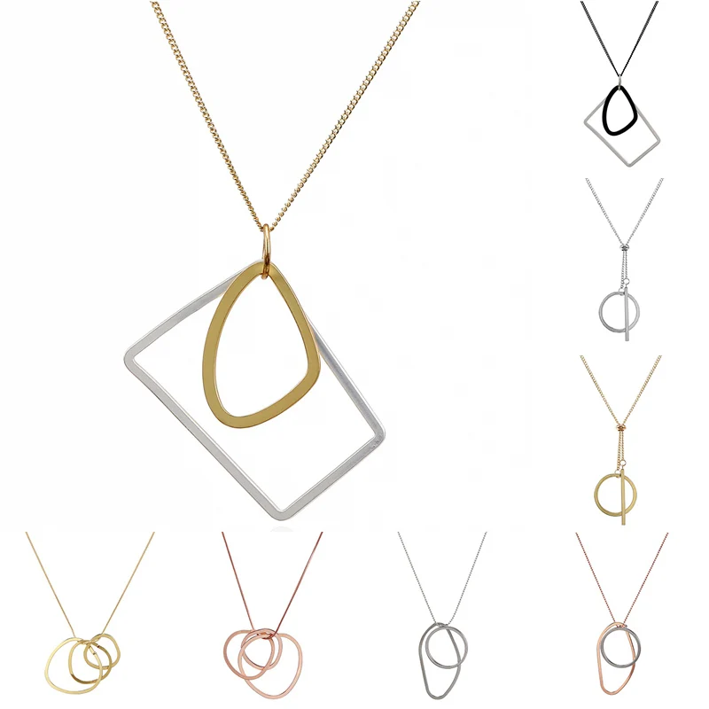 Match-Right Geometric Gold Silver Color Metal Necklace & Pendant for Women Minimalist Long Chain Necklaces 2020 Fashion Jewelry