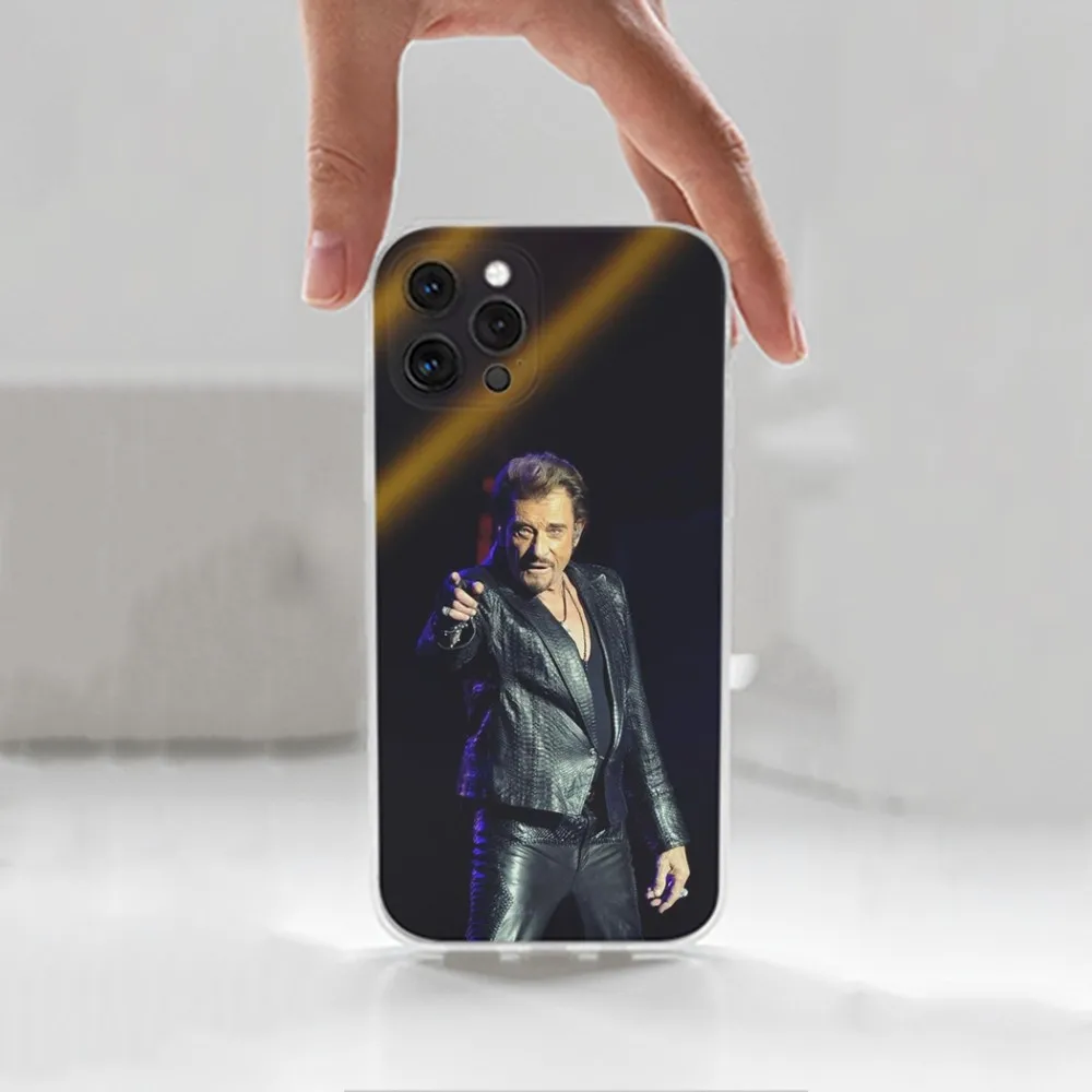 Singer J-Johnny H-Hallyday Case For iPhone 16,15,14,13,12,11 Plus,Pro,Max,XR,XS,X,7,8 Plus,SE,Mini,Transparent,Silicone Case