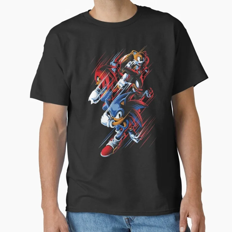 

1021 Sonic The Hedgehog Shadow Character Paint Graphic T-Shirt Y2K clothes Cartoon tee Short Sleeve Apparel All size tops