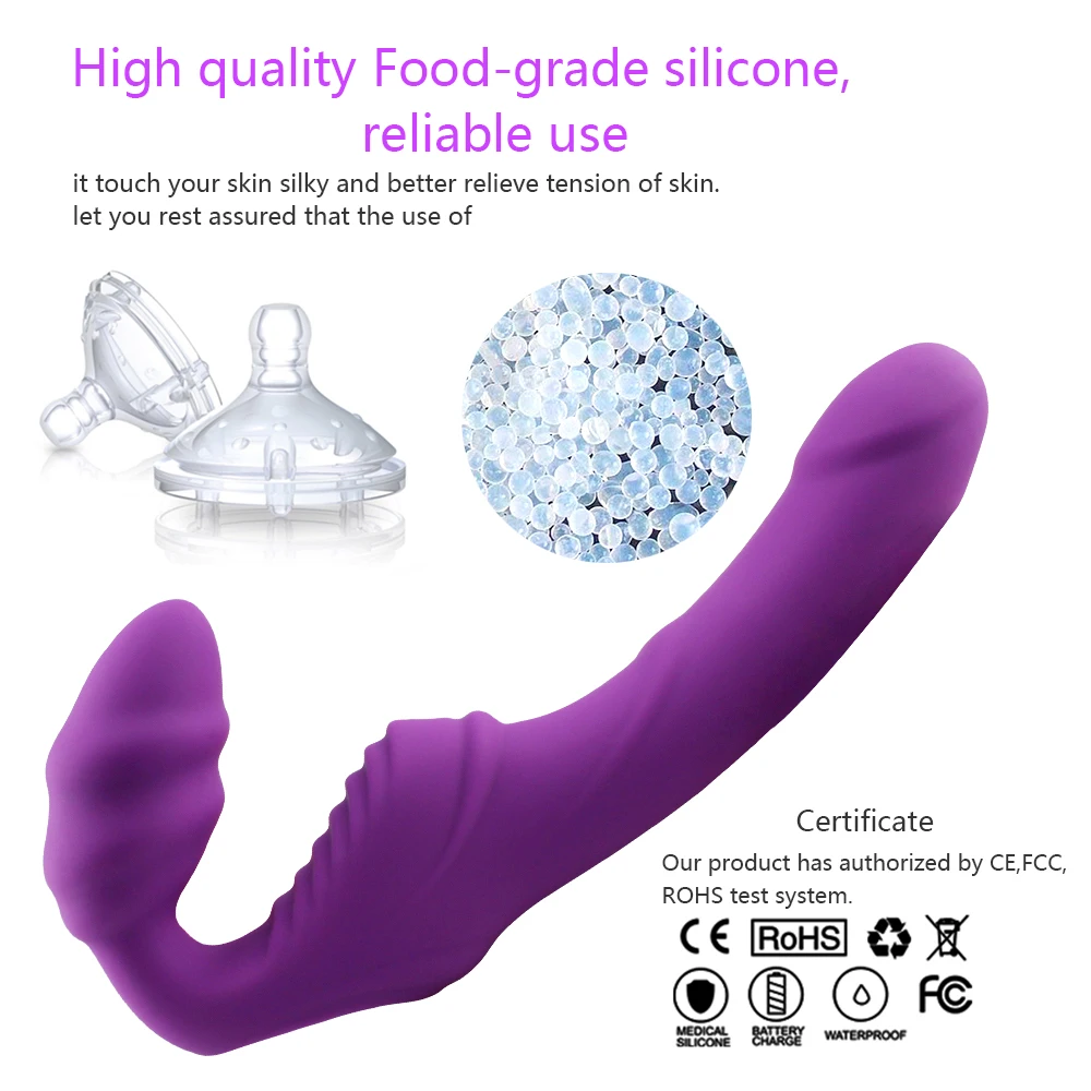 Realistic Dildo Vibrator Massager Strapless Strap on Lesbian Double Head G-Spot Stimulate Clitoris Sex Toy for Couple Dual Motor