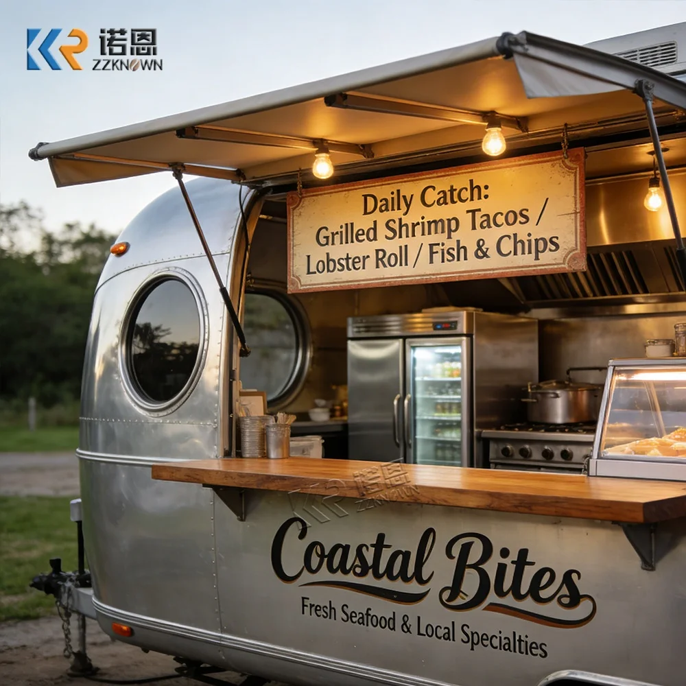 

Double Axle Food Trailer for Sale Mobile Kitchen Food Truck with Serving Window Commercial Catering Trailer for Burger Coffee